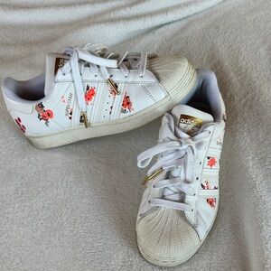 Adidas Superstar White Floral Sneakers